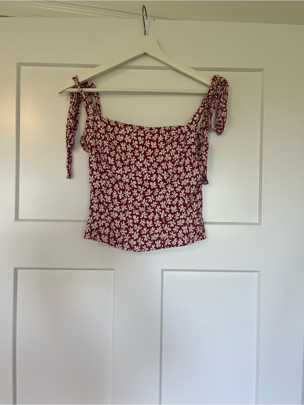 Reformation Red Floral Tie-Shoulder Women's Top